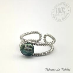 Bague Ajustable Keishi De Tahiti En Argent TT406 -Monoï Boutique bague ajustable keishi de tahiti en argent tt406 2