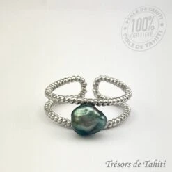 Bague Ajustable Keishi De Tahiti En Argent TT406