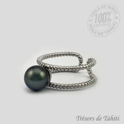 Bague Ajustable Perle De Tahiti Semi Ronde En Argent TT404 -Monoï Boutique bague perle de tahiti semi ronde en argent tt404 2