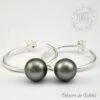 Boucles Creoles Perles De Tahiti Semi Rondes Argent TT366