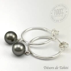 Boucles Creoles Perles De Tahiti Semi Rondes Argent TT366 -Monoï Boutique boucles creoles perles de tahiti semi rondes argent tt366 2