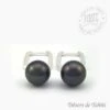 Boucles D'oreilles Perles De Tahiti Semi Rondes Argent TT385