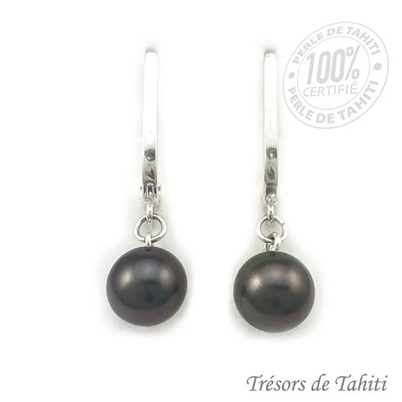 Boucles D'oreilles Perles De Tahiti Semi Rondes Argent TT385 3 Boucles D'oreilles Perles De Tahiti Semi Rondes Argent TT385 – Image 3