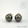 Boucles D'Oreilles Perles De Tahiti Semi Rondes Argent TT386