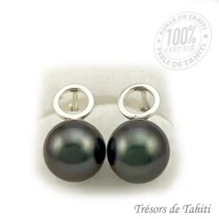 Boucles D'Oreilles Perles De Tahiti Semi Rondes Argent TT392 -Monoï Boutique boucles d oreilles perles de tahiti semi rondes argent tt392 2