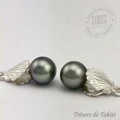 Boucles D'Oreilles Perles De Tahiti Semi Rondes Argent TT408 -Monoï Boutique boucles d oreilles perles de tahiti semi rondes argent tt408 2
