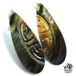 Boucles Oreilles Argent Gouttes Xxl Nacre Prokop Tahiti Boh13