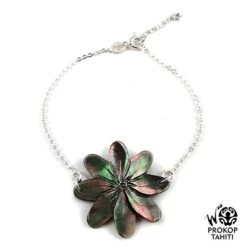 Bracelet Argent Nacre Prokop Tahiti Fleur Tiare Brn11