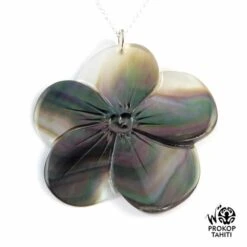 Chaine Argent Pendentif Nacre Prokop Tahiti Fleur 5ffb