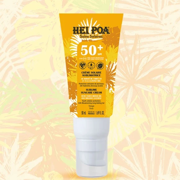 Crème Solaire Sublimatrice Visage 50mL Monoi Hei Poa SPF50+ 1 Crème Solaire Sublimatrice Visage 50mL Monoi Hei Poa SPF50+