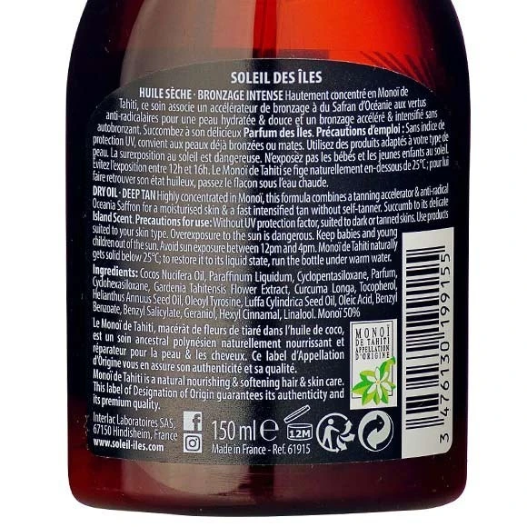 Huile Seche Monoi 50% Soleil Des Iles + Accelerateur Rea 150ml 2 Huile Seche Monoi 50% Soleil Des Iles + Accelerateur Rea 150ml – Image 2