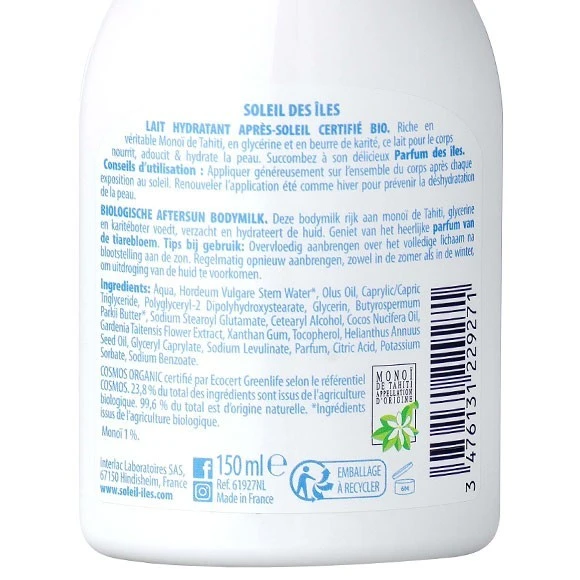 Lait Hydratant Bio Apres Solaire 150ml Soleil Des Iles 4 Lait Hydratant Bio Apres Solaire 150ml Soleil Des Iles – Image 4