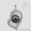 Pendentif Coeur De Perle De Tahiti Chaine Argent TT423