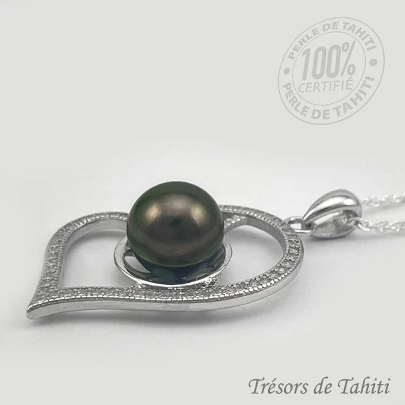 Pendentif Coeur De Perle De Tahiti Chaine Argent TT424 2 Pendentif Coeur De Perle De Tahiti Chaine Argent TT424 – Image 2
