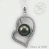 Pendentif Coeur De Perle De Tahiti Chaine Argent TT424
