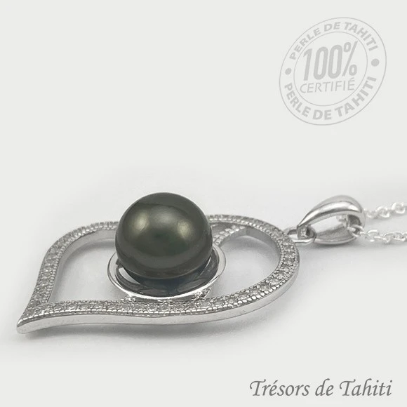 Pendentif Coeur De Perle De Tahiti Chaine Argent TT426 2 Pendentif Coeur De Perle De Tahiti Chaine Argent TT426 – Image 2