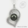 Pendentif Coeur De Perle De Tahiti Chaine Argent TT426