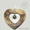 Pendentif Grand Coeur De Perle De Tahiti Chaine Argent TT420