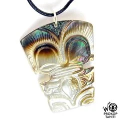 Pendentif Nacre Gravee Prokop Tahiti Tiki Xl Tk11