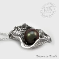 Pendentif Perle De Tahiti Coquillage Chaine Argent TT413 -Monoï Boutique pendentif perle de tahiti coquillage chaine argent tt413 2