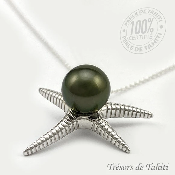 Pendentif Perle De Tahiti Etoile De Mer Chaine Argent TT396 2 Pendentif Perle De Tahiti Etoile De Mer Chaine Argent TT396 – Image 2