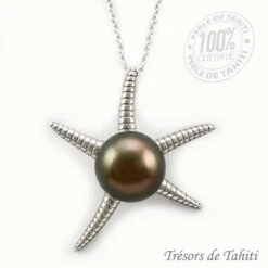 Pendentif Perle De Tahiti Etoile De Mer Chaine Argent TT397