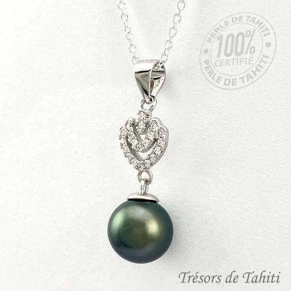 Pendentif Perle De Tahiti Semi Ronde Chaine Argent TT217 2 Pendentif Perle De Tahiti Semi Ronde Chaine Argent TT217 – Image 2