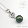 Pendentif Perle De Tahiti Semi Ronde Chaine Argent TT217
