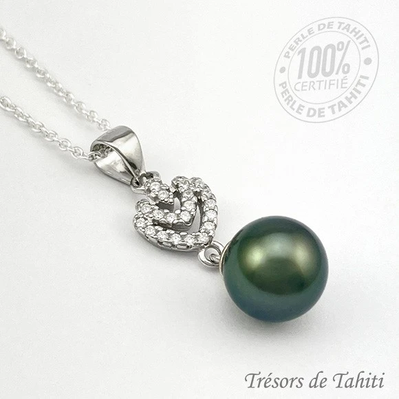 Pendentif Perle De Tahiti Semi Ronde Chaine Argent TT217 1 Pendentif Perle De Tahiti Semi Ronde Chaine Argent TT217