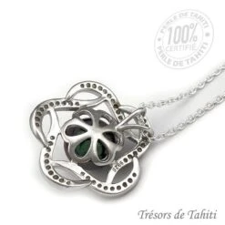 Pendentif Perle De Tahiti Fleur Chaine Argent TT379 -Monoï Boutique pendentif perle de tahiti semi ronde chaine argent tt379 2