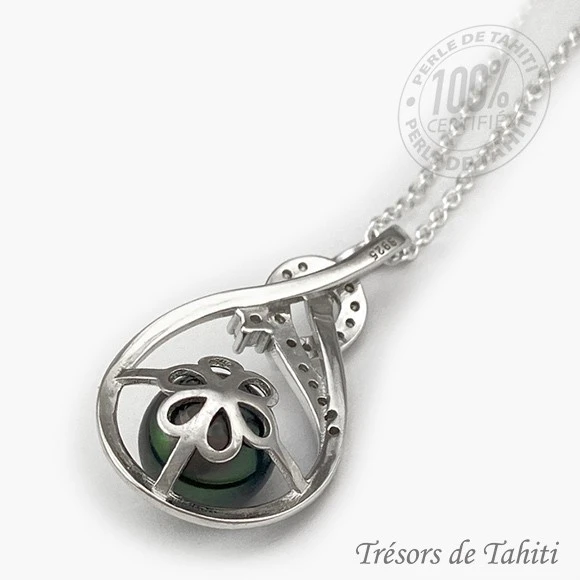 Pendentif Perle De Tahiti Semi Ronde Chaine Argent TT380 2 Pendentif Perle De Tahiti Semi Ronde Chaine Argent TT380 – Image 2