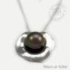 Pendentif Perle De Tahiti Fleur Chaine Argent TT381