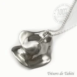 Pendentif Perle De Tahiti Fleur Chaine Argent TT381 -Monoï Boutique pendentif perle de tahiti semi ronde chaine argent tt381 2
