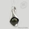 Pendentif Perle De Tahiti Semi Ronde Chaine Argent TT422